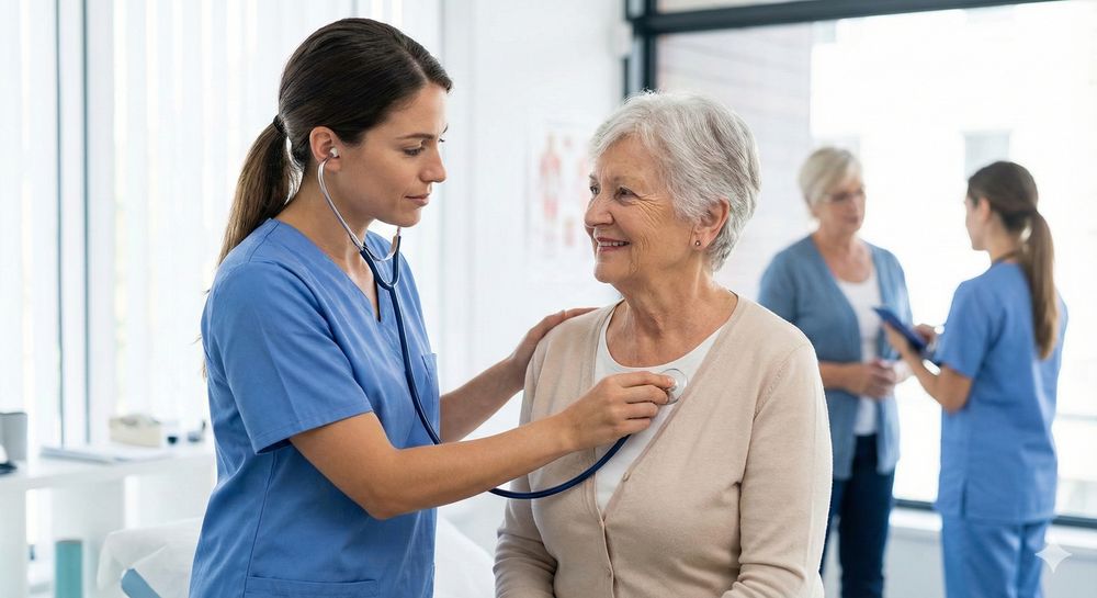 A doctor at Suraj Clinic examining a patient in the consulting room